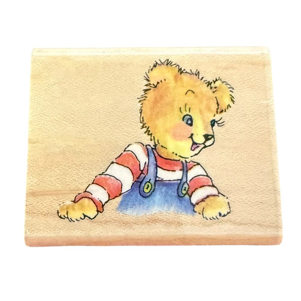 Stampendous Vintage 1995 HTF Looking Lou Teddy Bear Smiling E142 Rubber Stamp